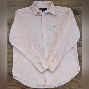 Vintage Ralph Lauren Women’s Pink Striped Button-Down Long Sleeve Shirt Sz 12